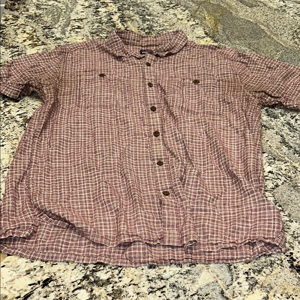 Patagonia Brown and White Casual Button Down Shirt